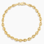 Petite Puffed 7 in Mariner Chain Bracelet Gold
