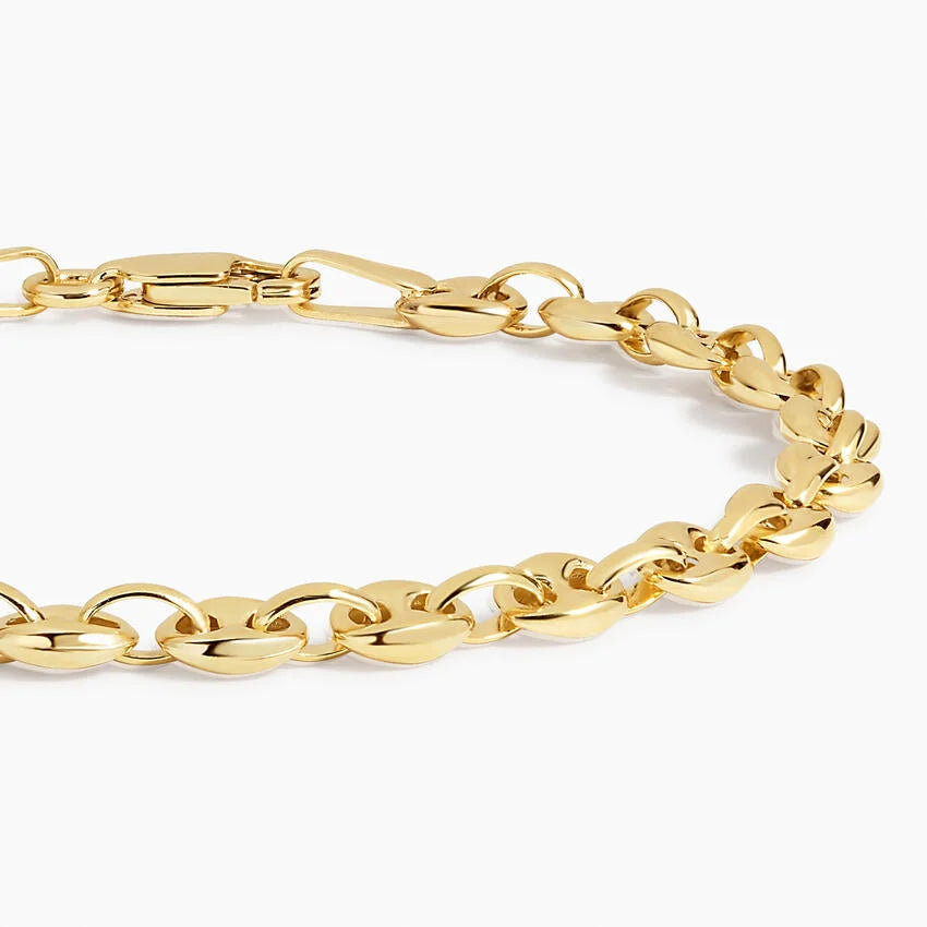 Petite Puffed 7 in Mariner Chain Bracelet Gold