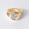 Bezel Double Band Ring, Yellow Gold