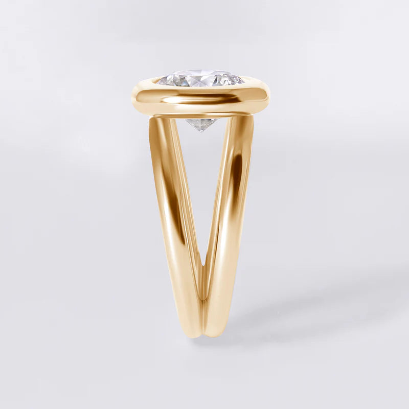 Bezel Double Band Ring, Yellow Gold