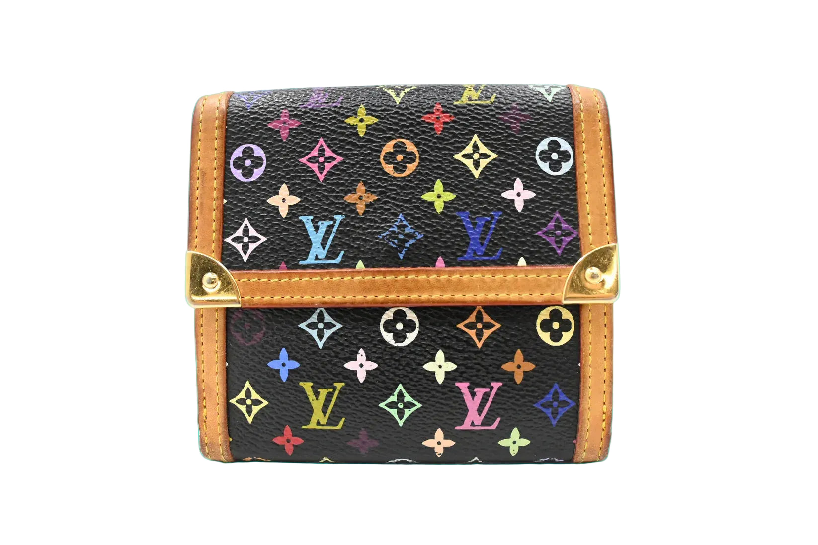 Louis Vuitton x Takashi Murakami Elise Wallet in Black Multicolor Monogram Canvas