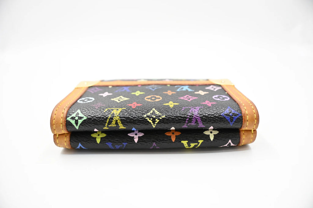 Louis Vuitton x Takashi Murakami Elise Wallet in Black Multicolor Monogram Canvas