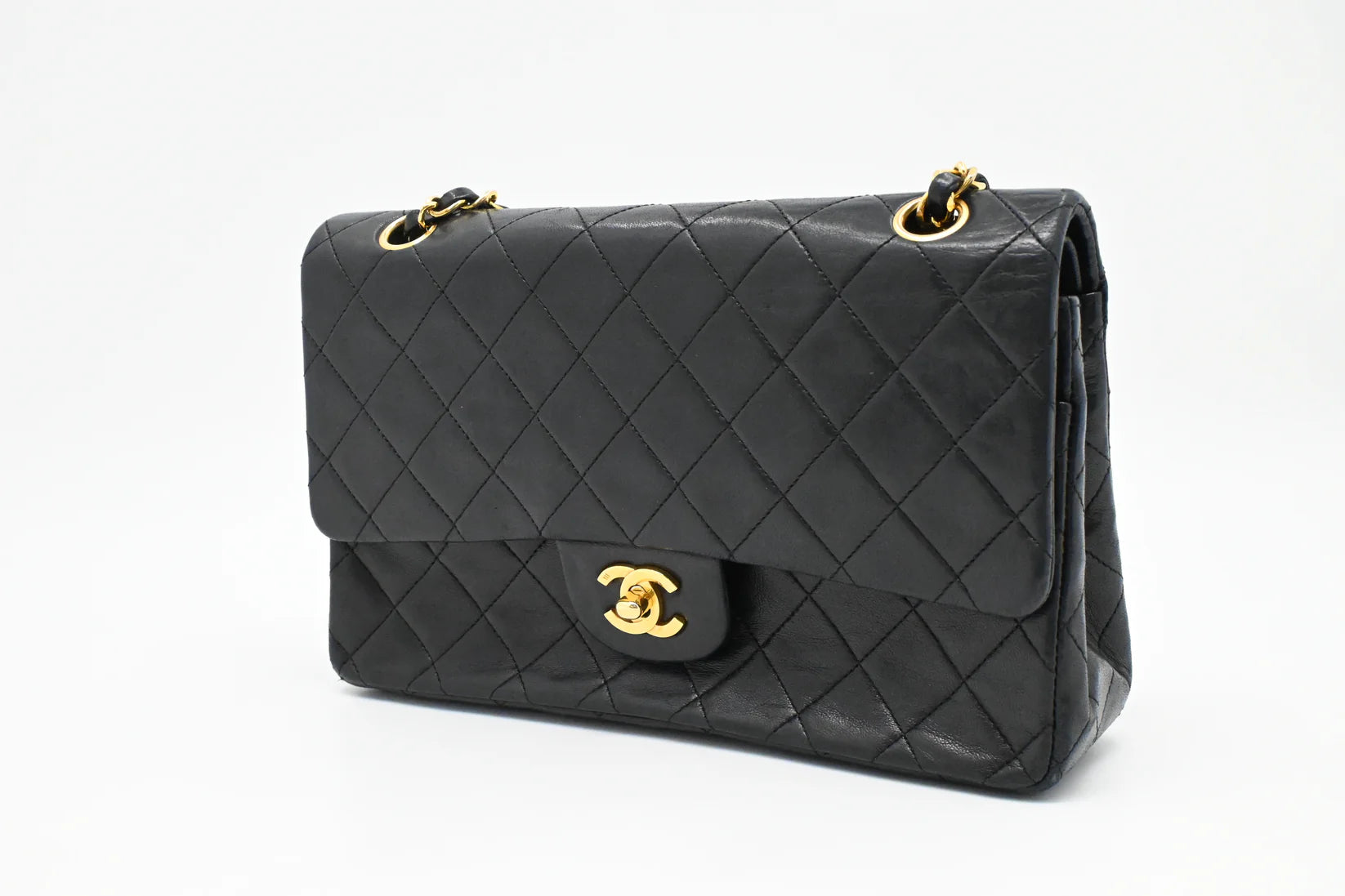 Chanel Medium Double Flap in Black Matelassé Leather