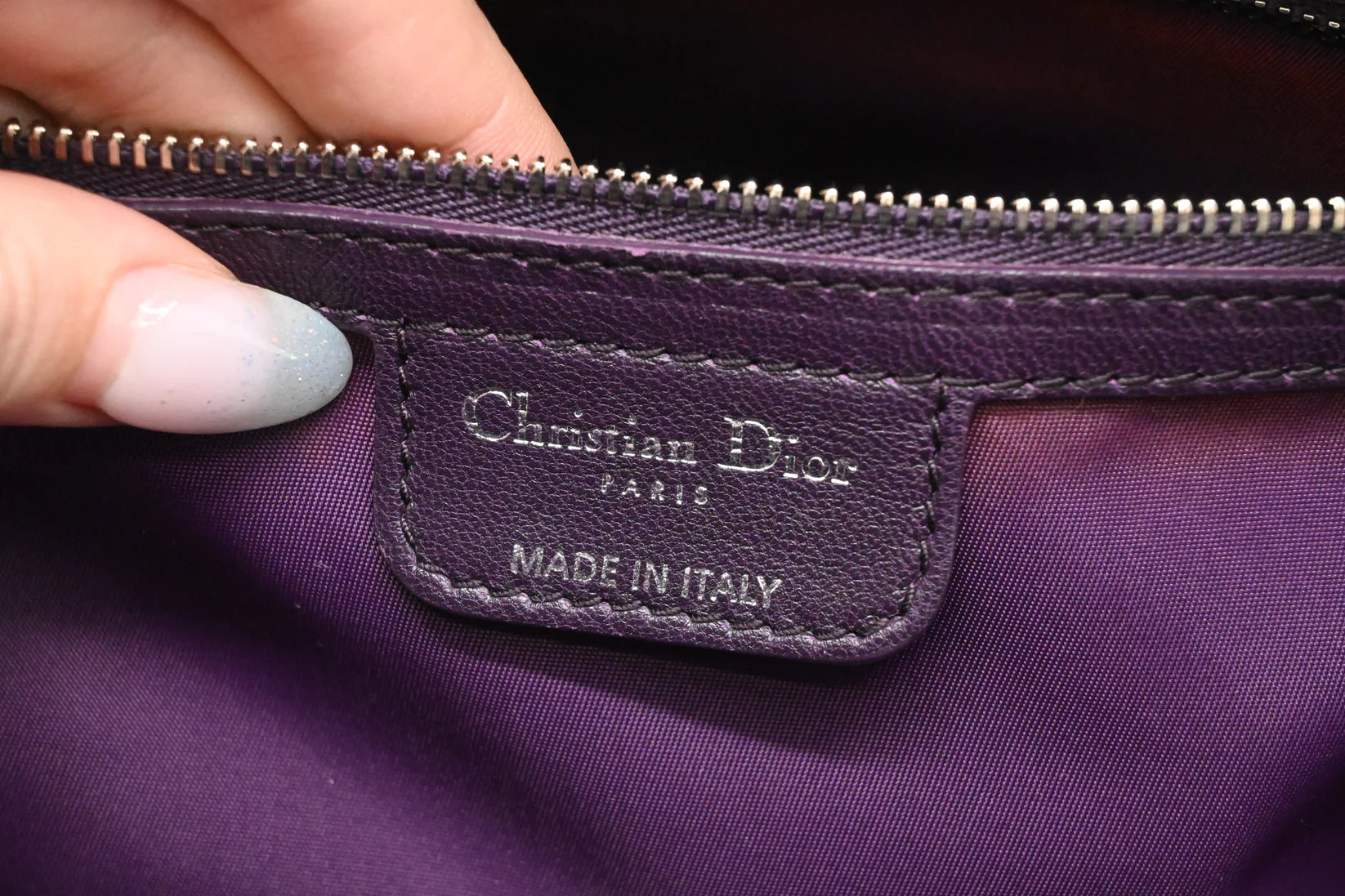 Dior Charming Lock in Purple Cannage Nylon
