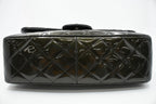 Chanel Jumbo Flap in Dark Green Striated Patent Leather