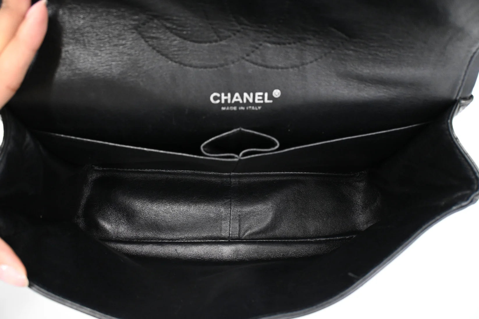 Chanel Jumbo Flap in Dark Green Striated Patent Leather