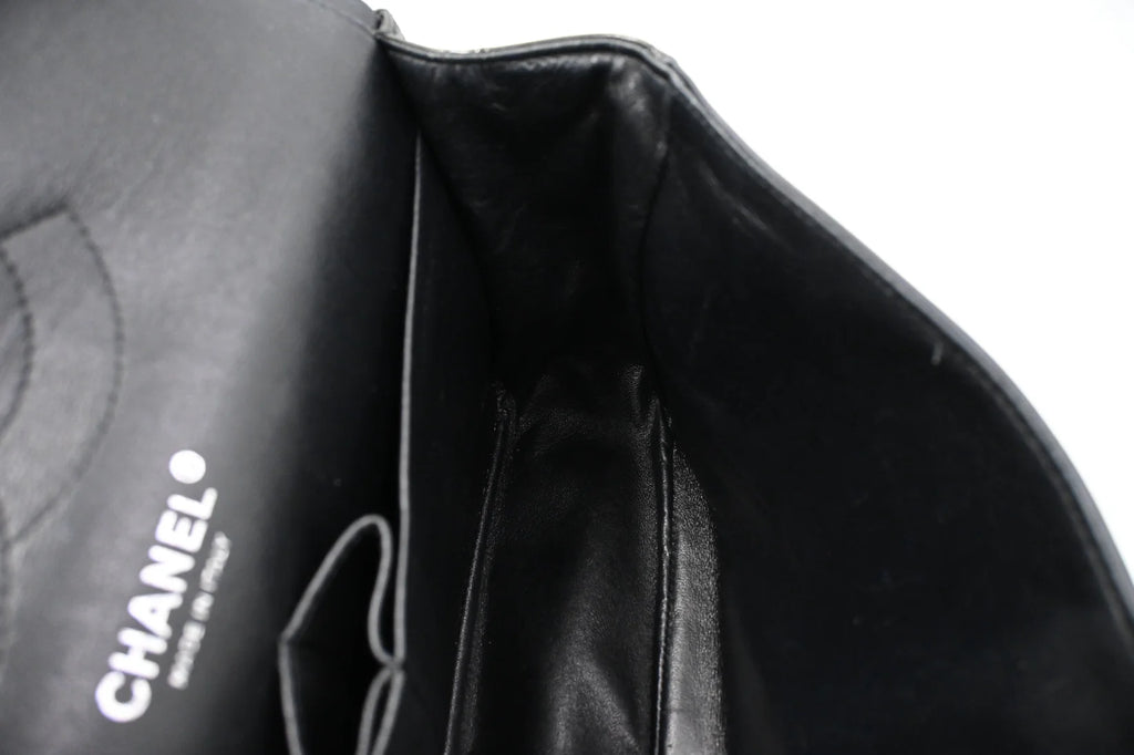 Chanel Jumbo Flap in Dark Green Striated Patent Leather