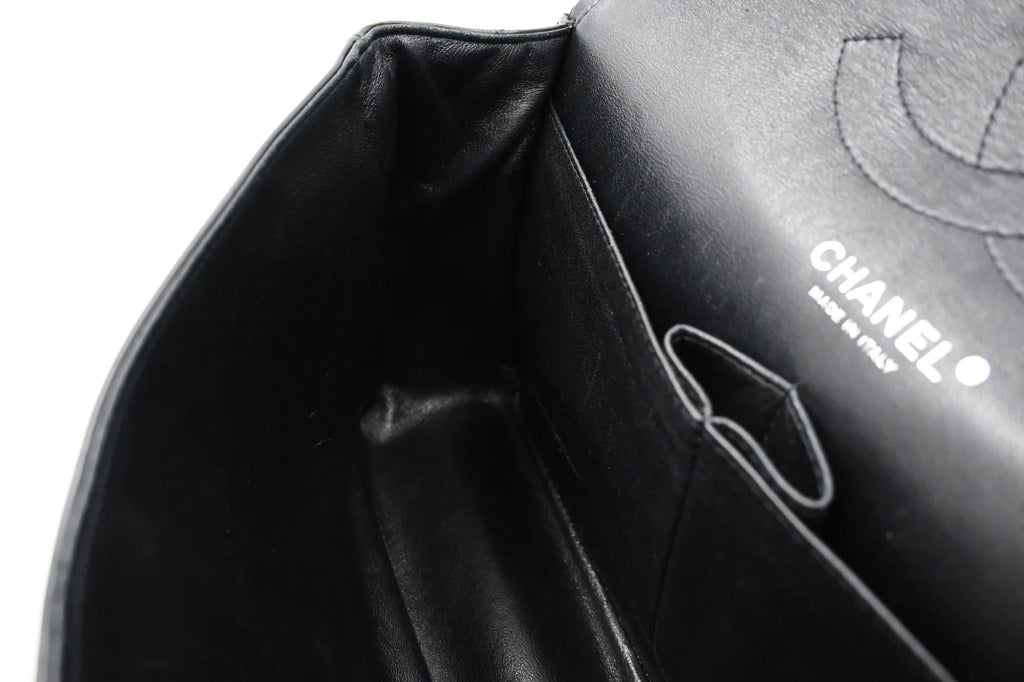 Chanel Jumbo Flap in Dark Green Striated Patent Leather