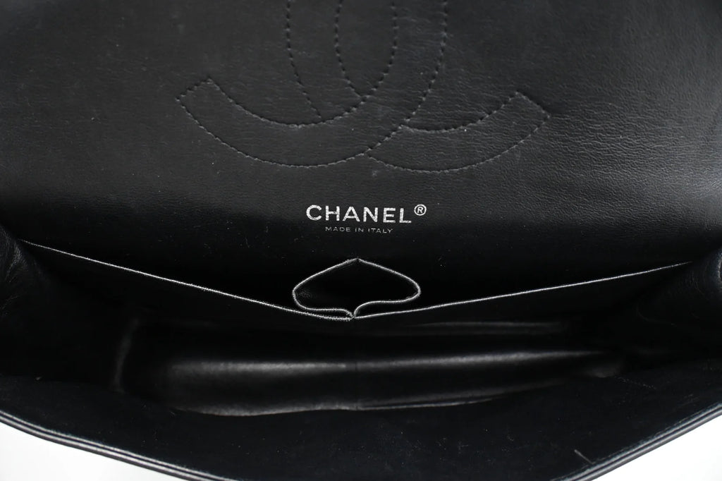 Chanel Jumbo Flap in Dark Green Striated Patent Leather