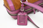 Prada Boston Bag in Brown Suede and Purple Leather