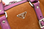 Prada Boston Bag in Brown Suede and Purple Leather