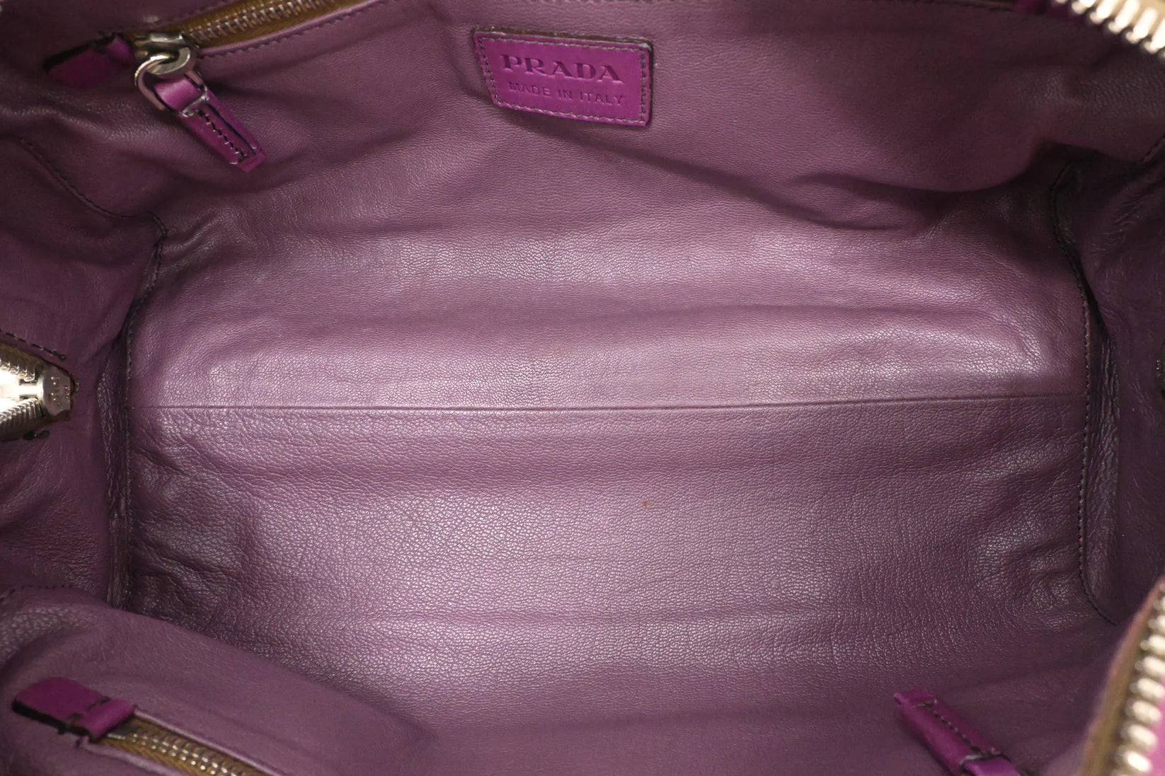 Prada Boston Bag in Brown Suede and Purple Leather