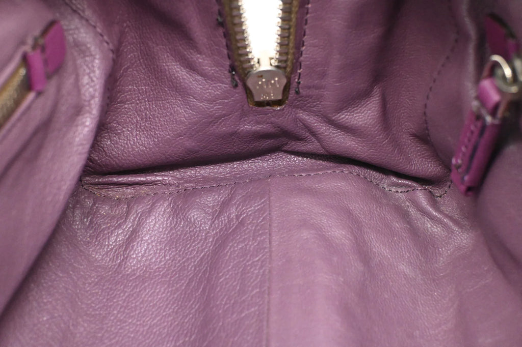 Prada Boston Bag in Brown Suede and Purple Leather
