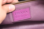 Prada Boston Bag in Brown Suede and Purple Leather