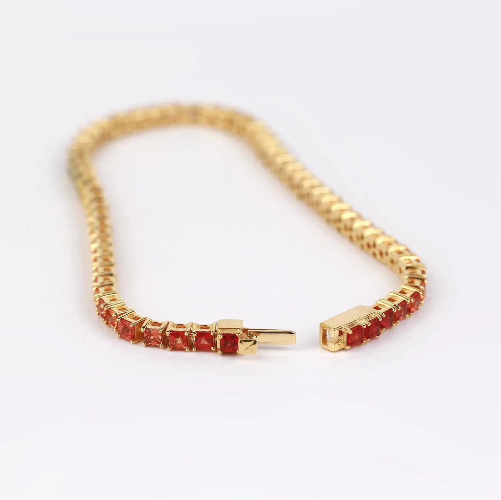 Rainbow Sapphire Princess Cut Tennis Bracelet