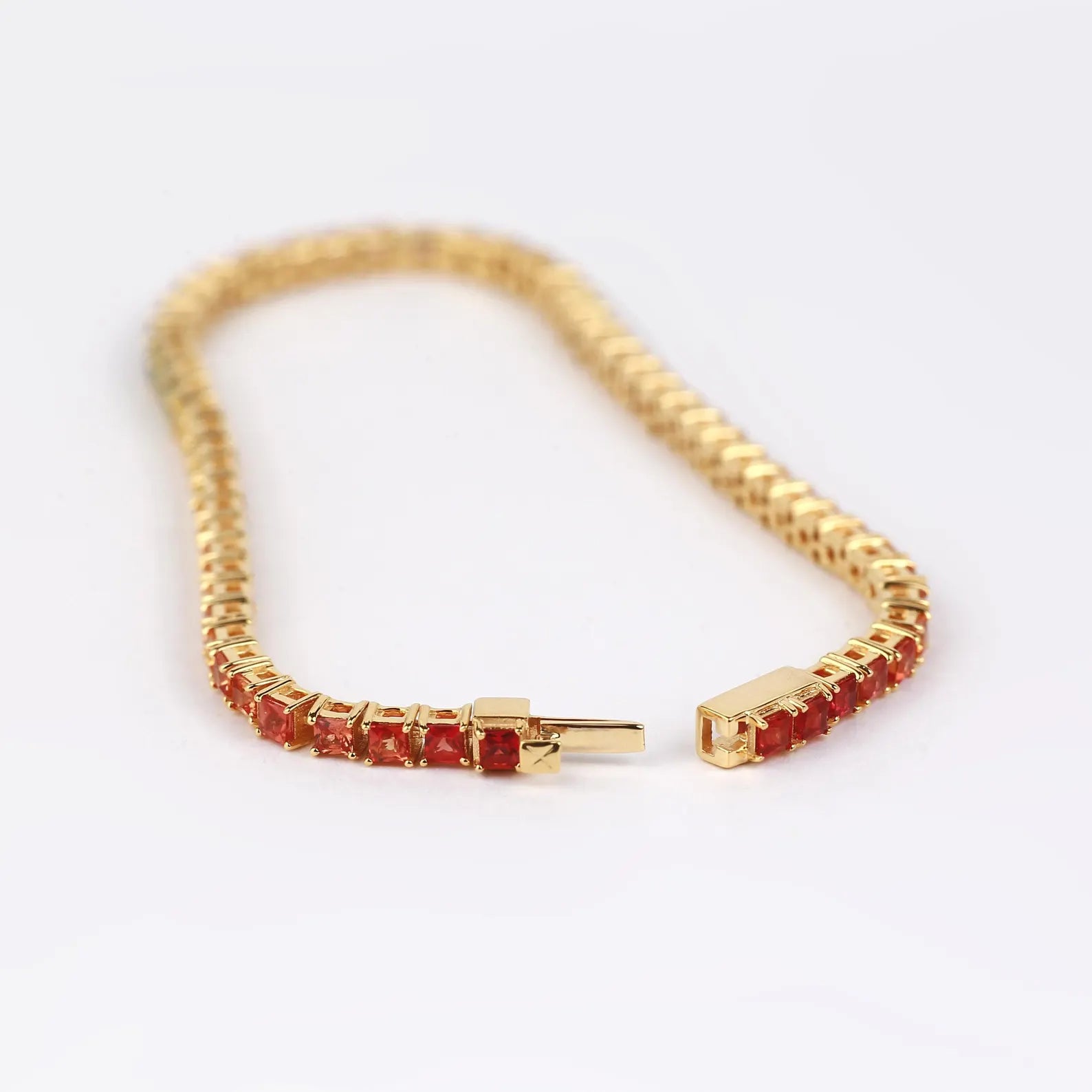 Rainbow Sapphire Princess Cut Tennis Bracelet