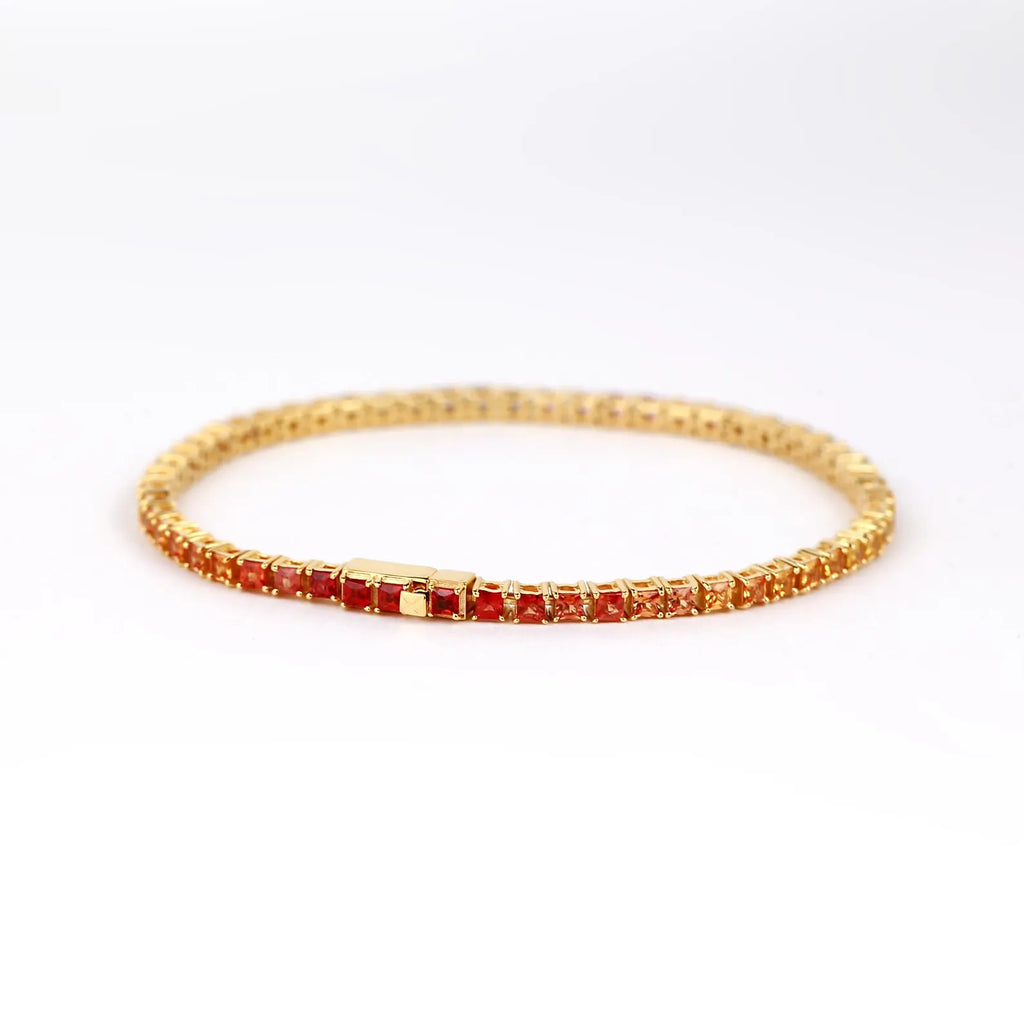 Rainbow Sapphire Princess Cut Tennis Bracelet