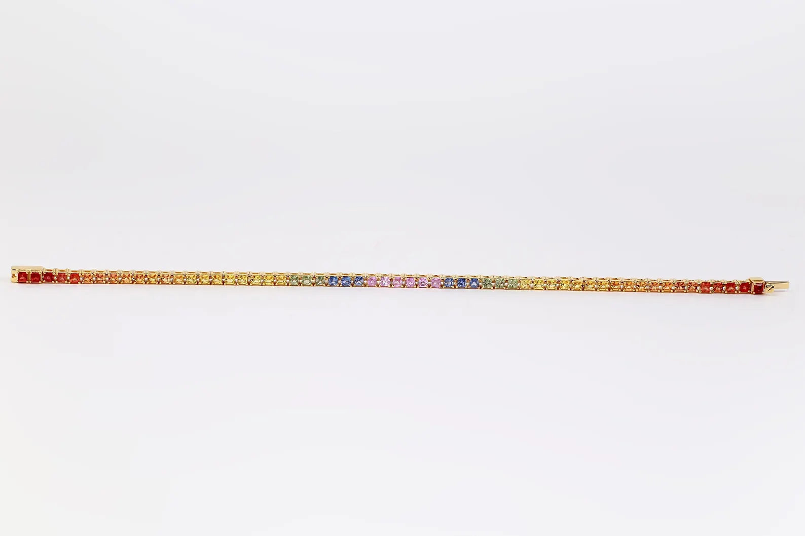Rainbow Sapphire Princess Cut Tennis Bracelet