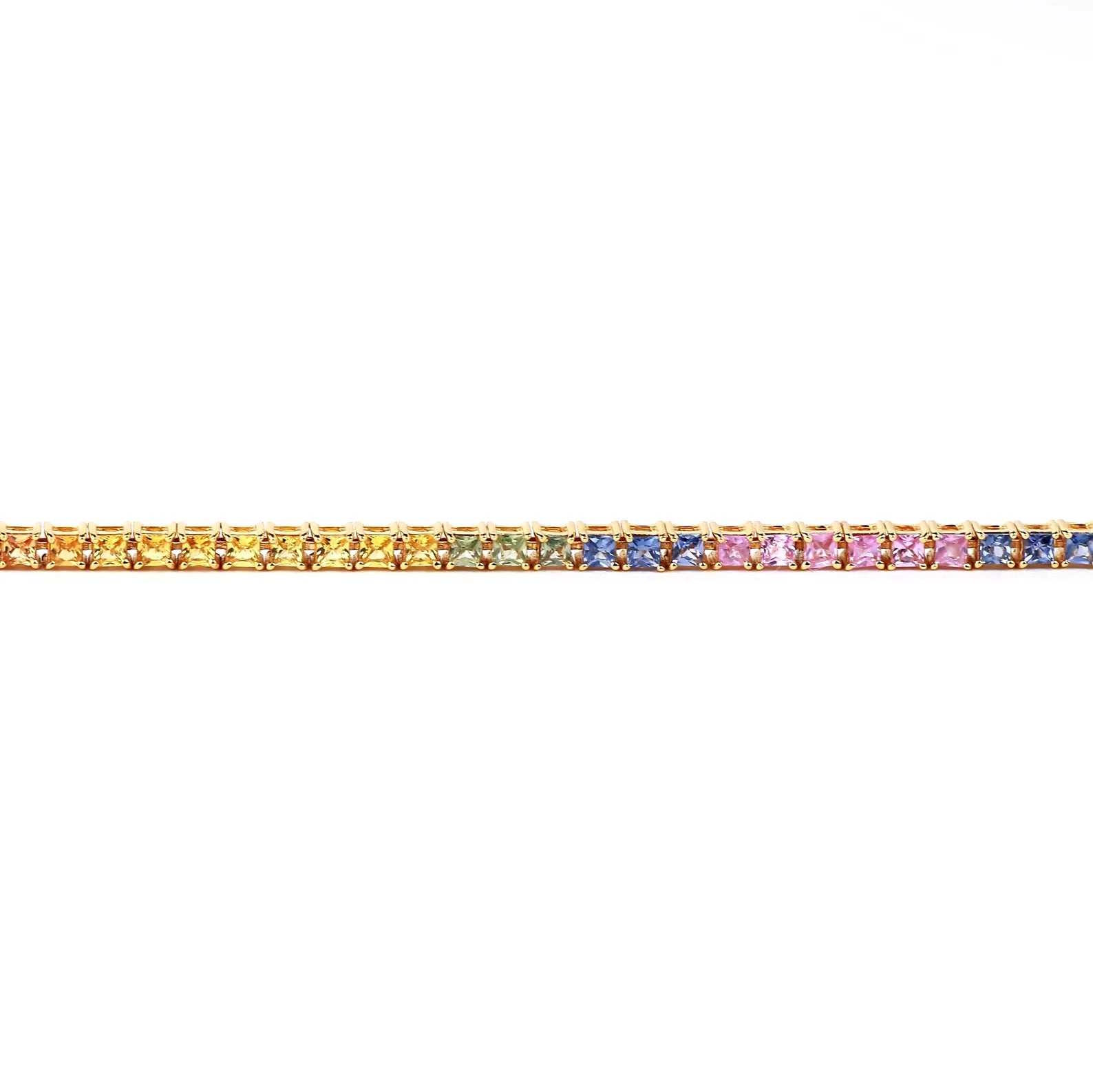 Rainbow Sapphire Princess Cut Tennis Bracelet