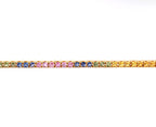 Rainbow Sapphire Princess Cut Tennis Bracelet