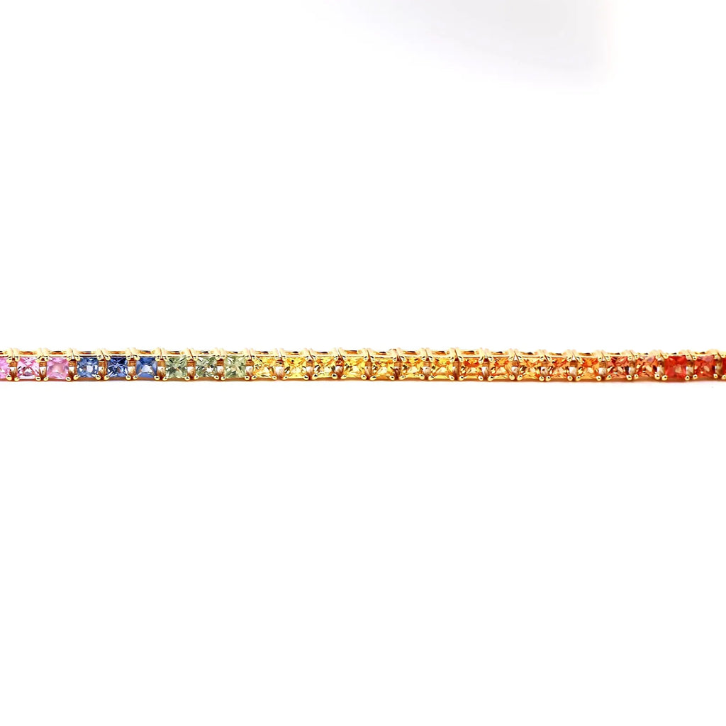 Rainbow Sapphire Princess Cut Tennis Bracelet