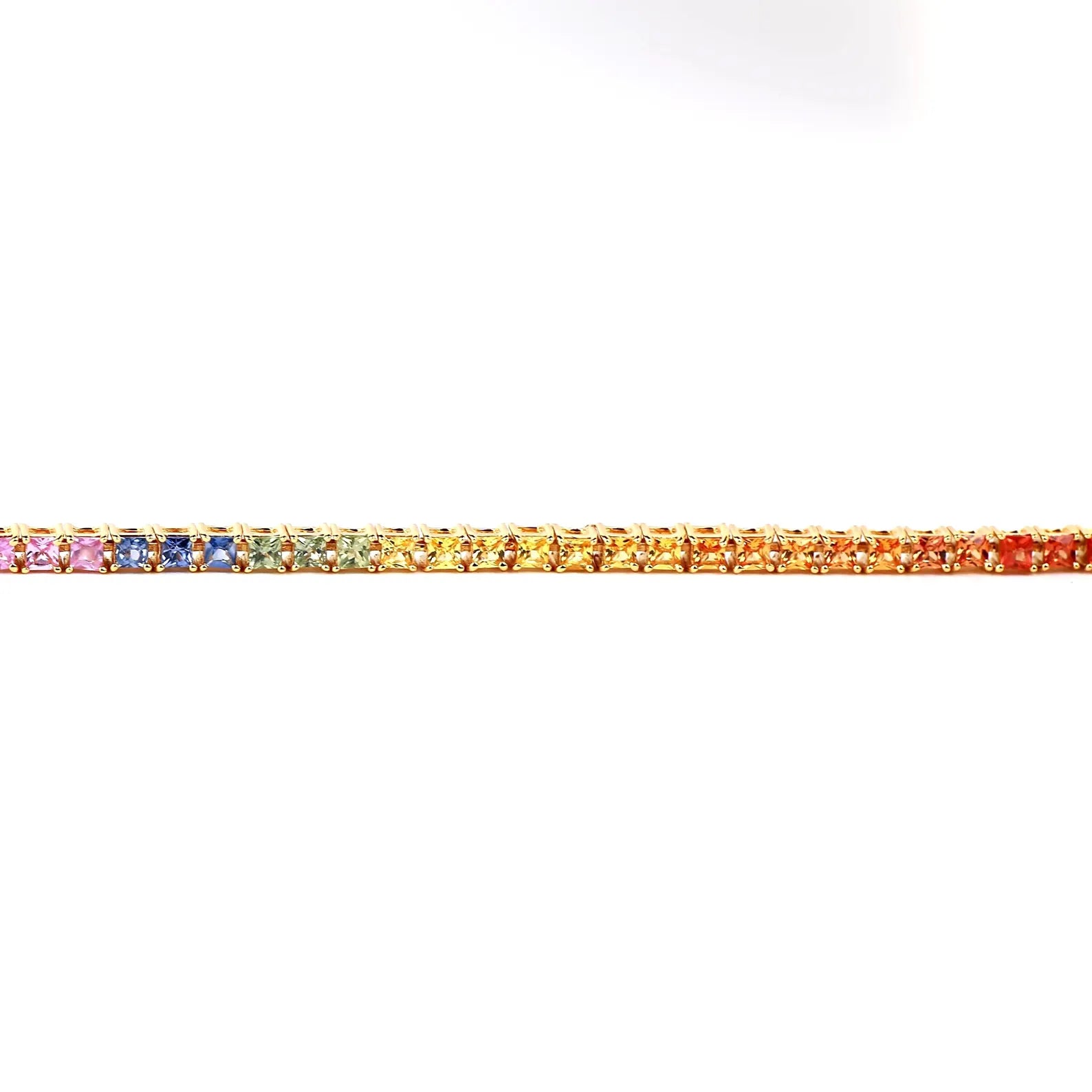 Rainbow Sapphire Princess Cut Tennis Bracelet